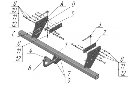 Фаркоп MI 18 для MITSUBISHI L-200 2006-2014, Автос, нагрузка 2500/120 кг. БЕЗ подрезки бампера от магазина ФаркопРос